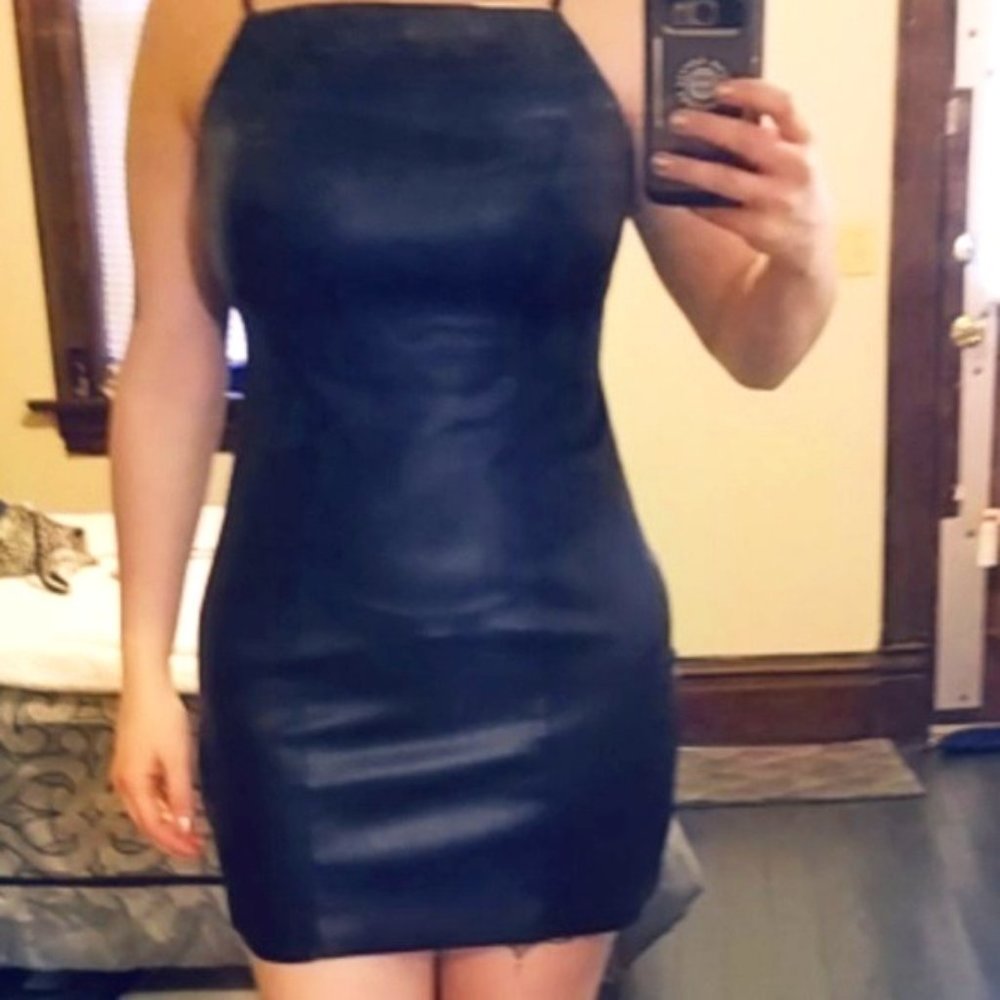 TopShop Vegan Leather Little Black Dress